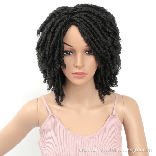 Soft Short Synthetic Wigs For Black Women 14 inch High Temperature Fiber Dreadlock Ombre Burg Crochet Twist Hair